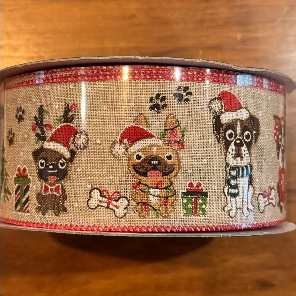 NEW Sealed Kirkland Signature Wired Holiday Dogs 50 yds 2 1/2” Wide Christmas
